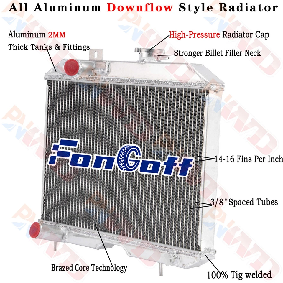 3 Row Aluminum Radiator For 1941-1952 Jeep Willys MB/CJ-2A/M38/Ford GPW Engine - Imagem 1 de 4