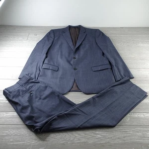 Brooks Brother 1818 Fitzerald Full Suit Mens 44R W38 Blue Check Saxxon Wool - Picture 1 of 22