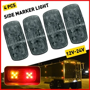 2Pair Smoked Side Lights For Trailer Shockproof 12V Lower Consumption Red+Amber - Picture 1 of 14