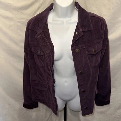 Chaqueta De Colección Eddie Bauer Púrpura Pana Botones Ocultos Talla L Foto 1 de 4
