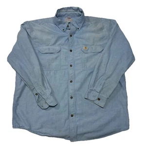 Camisa Carhartt Hombres XL Ajuste Original Azul Botón Logo Exterior Gorpcore Camisa de Trabajo - Imagen 1 de 10
