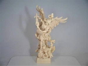 Holz Figur HEILIGER MICHAEL KAMPF MIT LUZIFER geschnitzt H 17,5/15,5cm natur Hl. - Bild 1 von 8
