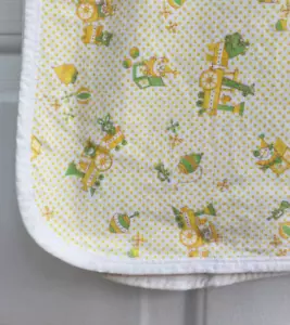 VTG Carters Yellow Train Toy Jack Box Clown Cotton Polka Dot Receiving Blanket - Picture 1 of 6