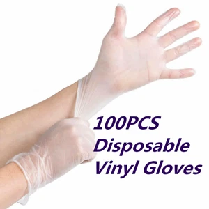 MEDIUM SIZE VINYL GLOVES |POWDER FREE| LATEX-FREE 100 PACK - Picture 1 of 3