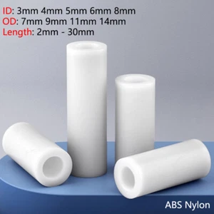 Espaciadores de nailon blanco ABS plástico lavadoras de tubos redondos OD 7 mm 9 mm 11 mm 14 mm - Imagen 1 de 7