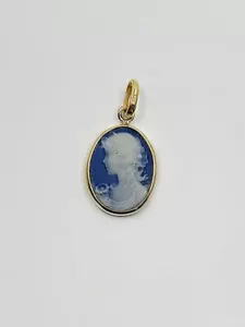 Pendentif Camée Bleu or 18k 0.65 grs - Bijoux occasion - Imagen 1 de 1