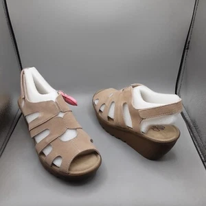 Skechers Parallel Stylin Sandals Women's 7M Beige Slingback Suede Peep-Toe - Picture 1 of 12