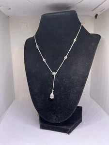 necklace avon silver tone teardrop cz crystal stones 18" chain Giftbox - Picture 1 of 15