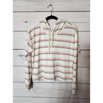 Billabong Womens Cropped Hoodie White Multicolor Pullover Stripe Guatemala S - Image 1 of 4