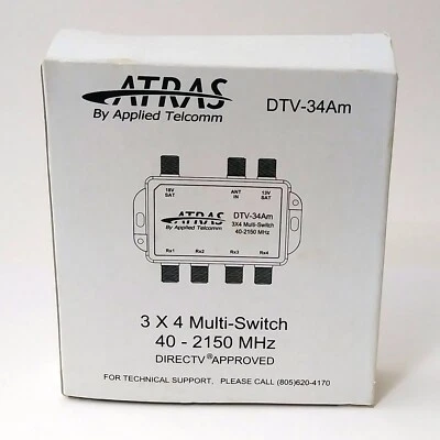 DTV-34Am Atras by Applied Telcomm 3x4 Muiti-Switch 40-2150 MHz DIRECTV Approved - Image 1 of 3