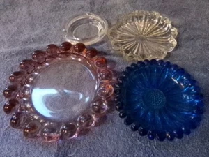 Lote De 4 Ceniceros De Vidrio Vintage Rosa Burbuja Boppie Azul Avellana Girasol + Más - Imagen 1 de 7