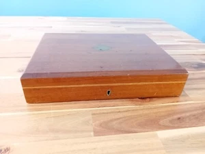 Antik Vintage Eiche Besteck Box grün Seide Futter leer KOSTENLOSE P&P UK - Bild 1 von 7