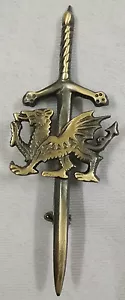 Celtic Welsh Dragon Kilt Pin Antique Finish 4" Scottish Pins & Brooch Irish - Picture 1 of 1