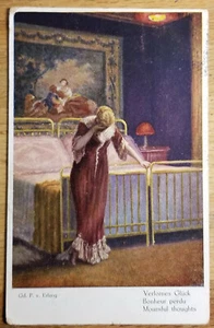 Mournful Thoughts Woman in Distress Vintage Postcard 1922 - Picture 1 of 1