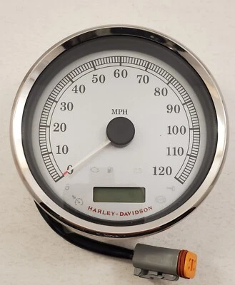 Harley Davidson Dyna Silver Face OEM Speedometer / Speedo Gauge 67096-09  - Image 1 of 4
