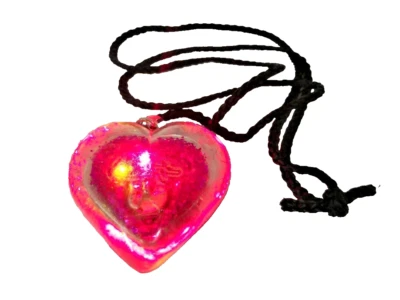 88 Flashing Rose-Red Heart Necklace Light-Up Blinking Sparkle Valentine Pendant LED