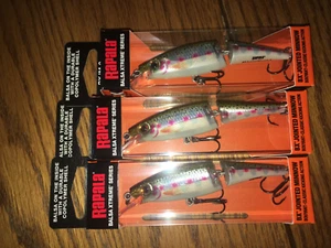 RAPALA BX JOINTED MINNOW 09's==LOT OF 3 RAINBOW TROUT COLORED FISHING LURES - Picture 1 of 1
