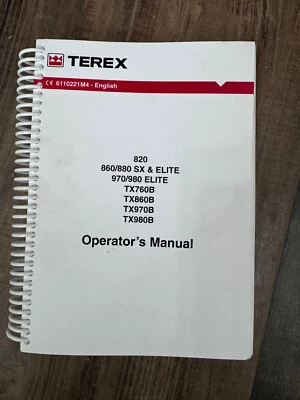 Terex SX & Elit TX76B TX860B TX970 Backhoe Loader Owner Operators Manual  - Image 1 of 2