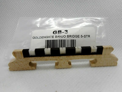 Golden Gate GB-3 Deluxe 5-String Banjo Bridge With Bone Inserts, 5/8" High - Image 1 of 4