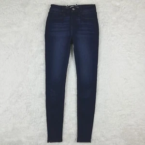 Kancan Womens Jeans Skinny Blue Denim Dark Wash Whiskering Mid Rise Stretch 24 - Picture 1 of 11