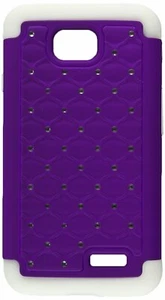 Asmyna Luxurious TotalDefense Protector Cover for LG Optimus Exceed Purple/White - Picture 1 of 2