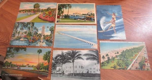 Vintage 1948-1949 Postkarten Florida / Skifahren / Sonnenuntergang + - Bild 1 von 8