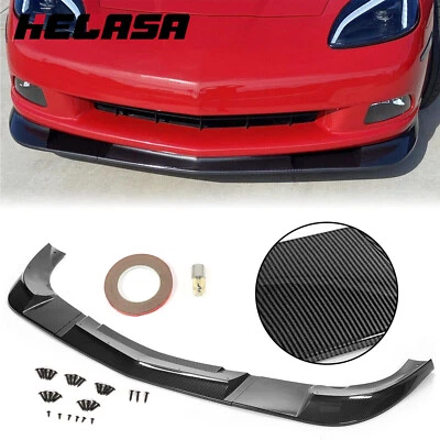 HECASA For 05-13 Corvette C6 Base Front Lip Splitter ZR1 Style Carbon Fiber Look - Image 1 of 4