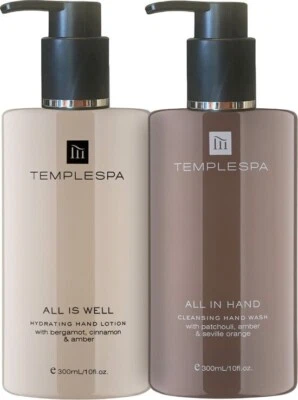 TEMPLESPA Temple Spa All In Hand Wash & Hand Lotion Set 2 x 300ml Bottles - 600ml