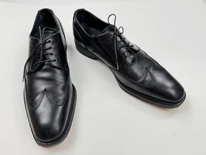 Salvatore Ferragamo runde Spitze Derby Herren 8,5 D schwarz Leder elegante Schuhe Oxford - Bild 1 von 23