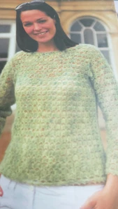 Anleitung zum Häkeln Damen sehr hübscher Pullover aus spitzengewichtem Garn .-32-42 Zoll - Bild 1 von 1