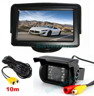 Car Rear View Kit 4.3" TFT LCD Monitor + 18IR LED CCD Reversing Camera 10m Cable - Image 1 of 4