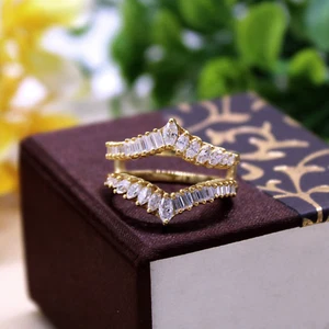 14K Yellow Gold Plated 2Ct Marquise Lab Created Diamond Enhancer Wrap Ring Guard - Picture 1 of 4