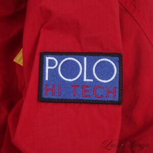 RARE Vintage 1990s Polo Ralph Lauren High Tech Badge Red Colorblock Jacket L #1