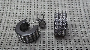 MIMCO Jewellery Crystalized Mini Hoop Earrings - Jet Crystal - rrp$ 89.95 - Picture 1 of 9