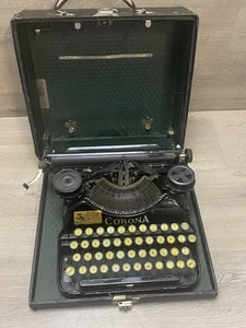 ANTIQUE 1920S CORONA FOUR PORTABLE TYPEWRITER WITH ORIGINAL CASE - Picture 1 of 17