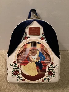LOUNGEFLY DISNEY B & B VELVET CURTAIN SCENE MINI BACKPACK ~ WITH TAGS~ BRAND NEW - Picture 1 of 7