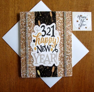 Handmade Happy New Year Greeting Card w Verse, Env, Seal -Count Down to New Year - Picture 1 of 11