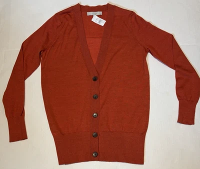 SUÉTER LOFT MUJER BOTÓN DELANTERO LIGERO CORAL NARANJA NUEVO CON ETIQUETAS TALLA S Foto 1 de 4