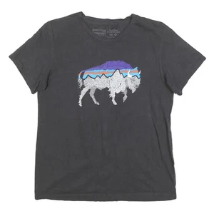 Patagonia Damen T-Shirt schwarz Grafik M Kurzarm Rundhals Freizeit Bio - Bild 1 von 6