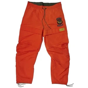 Polo Ralph Lauren Pants Flight Military Patches Orange Cargo Nylon Sz M NWT $228 - Picture 1 of 10