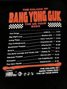 The Colors Of Bang Yong Guk Shirt The US Tour 2023 XXL 26” X 29” Black - Picture 1 of 7