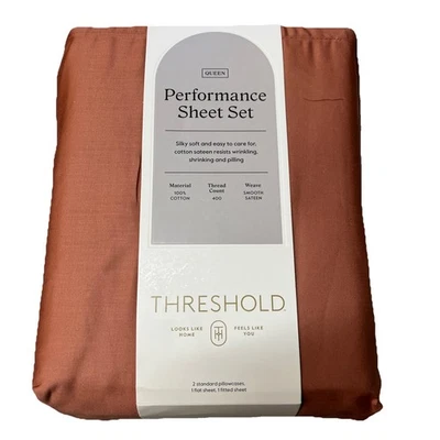 Threshold 400 Thread Count Cotton Sateen 4-Piece Sheet Set Luxurious Queen - Image 1 of 2