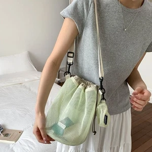 Hollow Out Messenger Bag Mesh Crossbody Bag New Drawstring Bucket Bag Outdoor - Picture 1 of 16