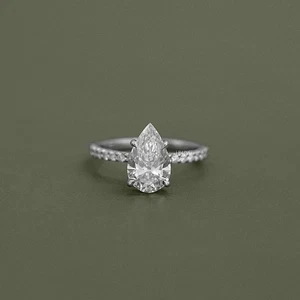 3CT Pear Cut Lab Grown Diamond IGI Certified Engagement Ring 14K White Gold - Picture 1 of 7