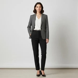 Chaqueta Blazer Joseph Gris Mezcla Lana Botón Único Estilo A Medida Para Mujer Talla 42 - Imagen 1 de 12