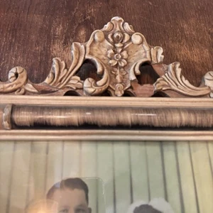 Vintage Ornate Large Wedding Photo - Glass with wood Gesso Frame - Picture 1 of 9