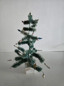 Vintage 1950’s BOTTLE BRUSH 16" Christmas Tree, Mercury Glass Ornaments JAPAN - Picture 1 of 9