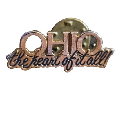 Vintage Ohio The Heart of It All Lapel Pin Gold Tone District 65 Souvenir  - Image 1 of 3
