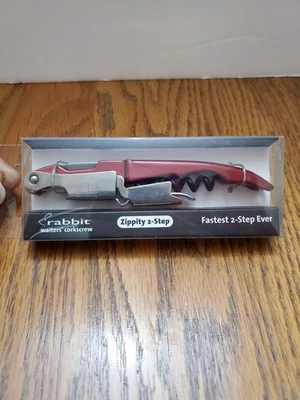Rabbit Zippity 2-Step Waiter's Corkscrew Red Handheld Manual On Card - Image 1 of 3