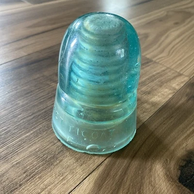 Old Baby blue glass insulator Petticoat HG Company J Beehive Antique Insulator - Image 1 of 4
